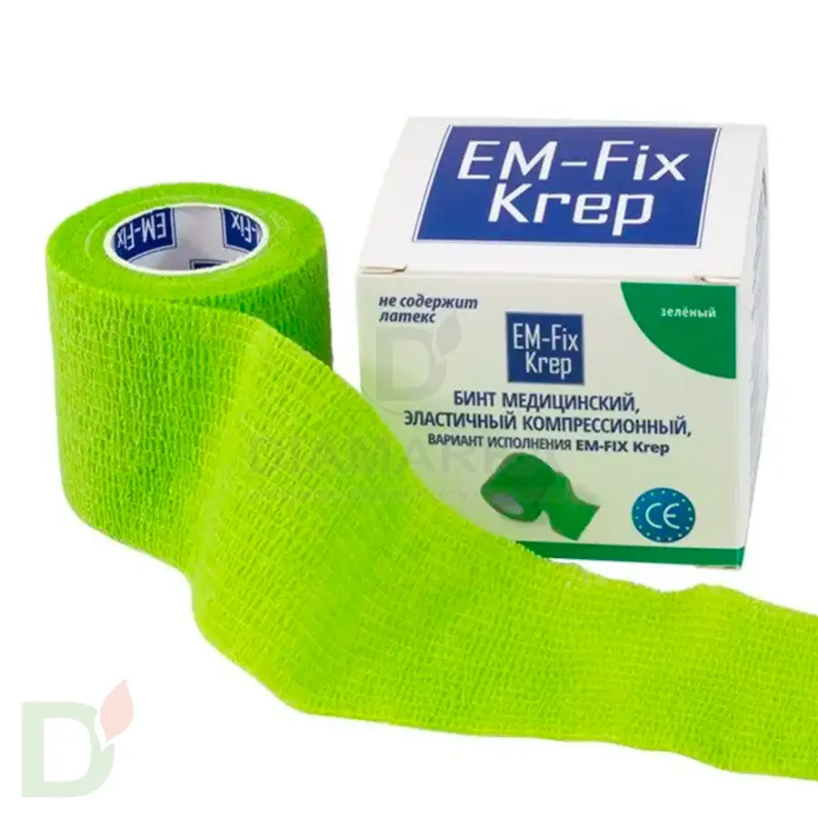 Бинт эластичный когезивный EM-fix krep Лайм, 5 см х 4,5 м в Тюмени