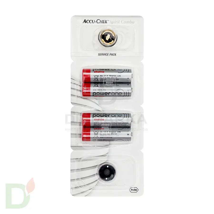 Набор сервисный Акку-Чек Спирит Комбо (адаптер, крышка отсека батареи, 4 батарейки, ключик)