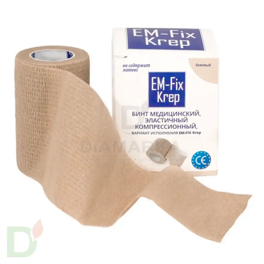 Бинт эластичный когезивный EM-Fix krep бежевый, 7,5 см х 4,5 м в Тюмени