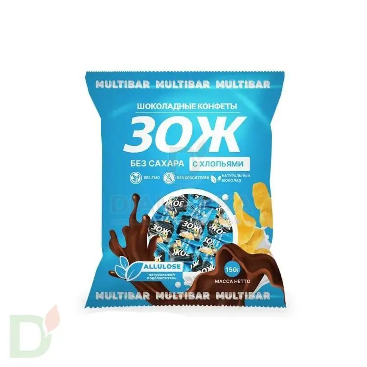 Конфеты ЗОЖ Мультибар шоколадные с воздушными хлопьями 150гр