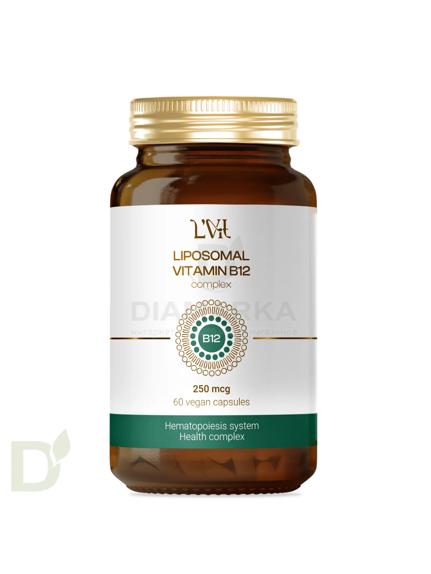 Витамины L'Vit Liposomal Vitamin B12+B9 complex, 250+200 мг в 1 капсуле, 60 капс в Тюмени