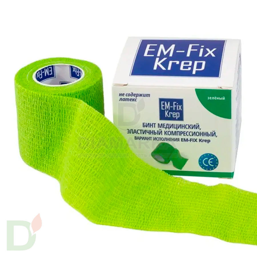 Бинт эластичный когезивный EM-fix krep Лайм, 5 см х 4,5 м в Тюмени