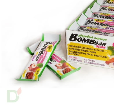 Батончик BOMBBAR SLIM Арахис и фундук (2,7угл в 35г)