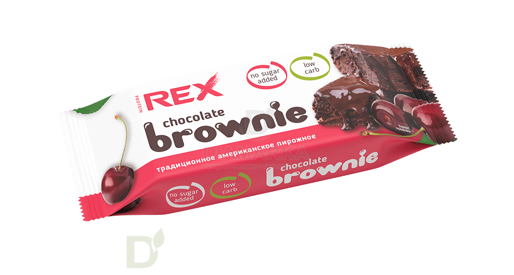 Пирожное ProteinRex протеиновое БЕЗ САХАРА, брауни вишневое, 50гр.