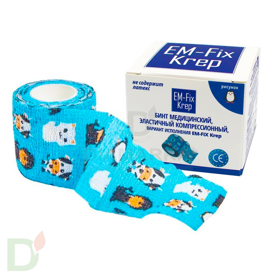Бинт эластичный когезивный EM-fix krep Детский, 5см х 4,5м в Тюмени