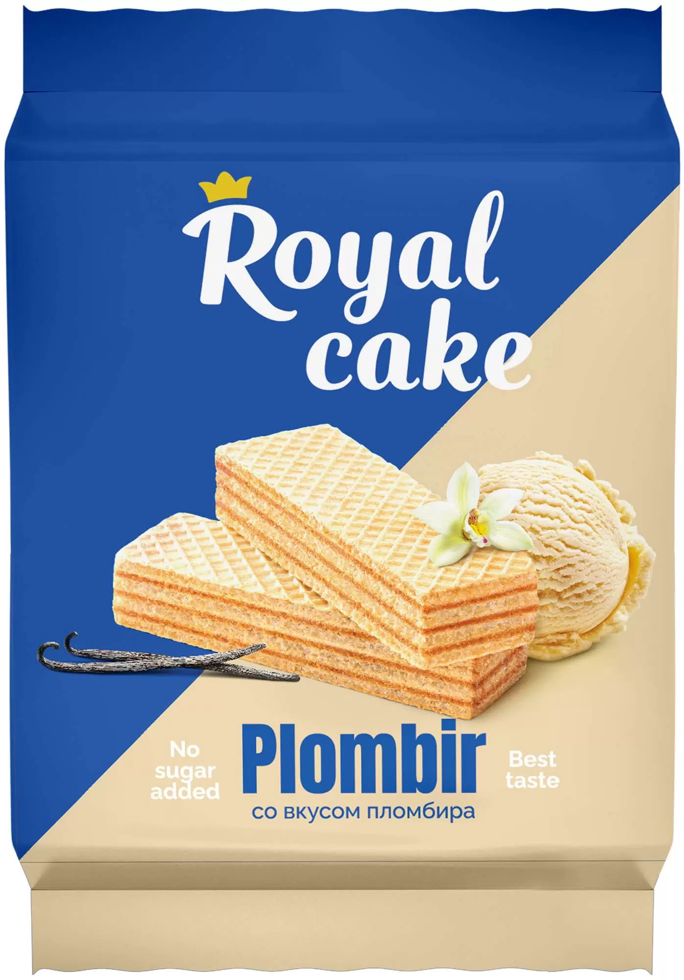 Вафли Royal cake со вкусом «ПЛОМБИР» без сахара, 120 г в Тюмени