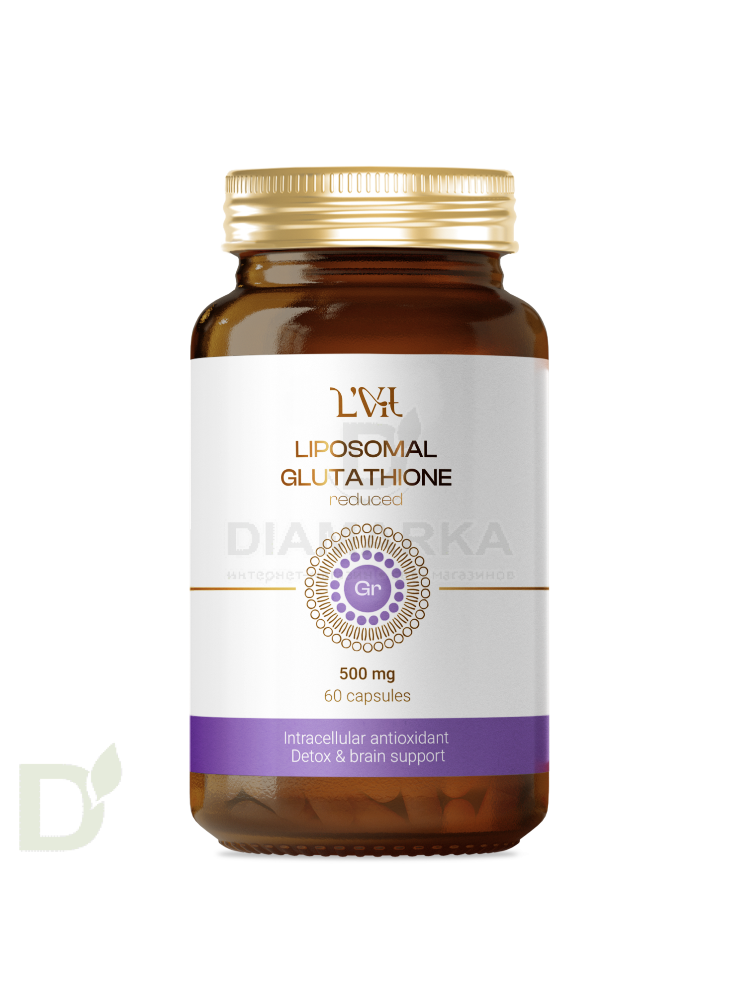 Витамины L'Vit Liposomal Glutathione/Глутатион, 200 мг в 1 капсуле, 60 капс в Тюмени