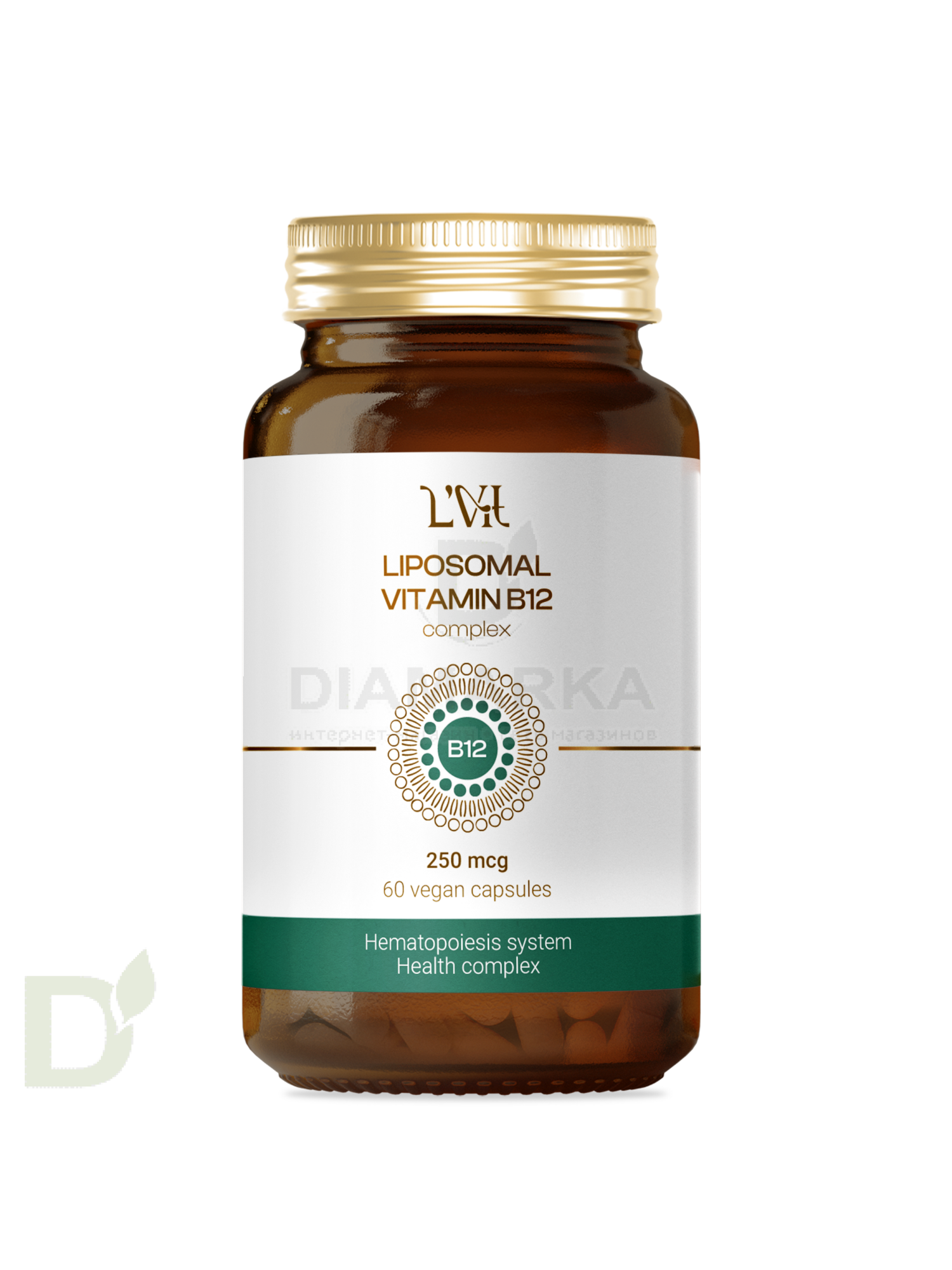 Витамины L'Vit Liposomal Vitamin B12+B9 complex, 250+200 мг в 1 капсуле, 60 капс Витамины L'Vit Liposomal Vitamin B12+B9 complex, 250+200 мг в 1 капсуле, 60 капс