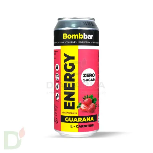 Энергетический напиток с витаминами Bombbar без сахара, Клубника-Земляника, 500 мл